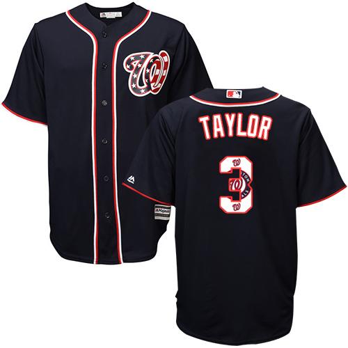 Nationals #3 Michael Taylor Navy Blue Team Logo Fashion Stitched MLB Jersey